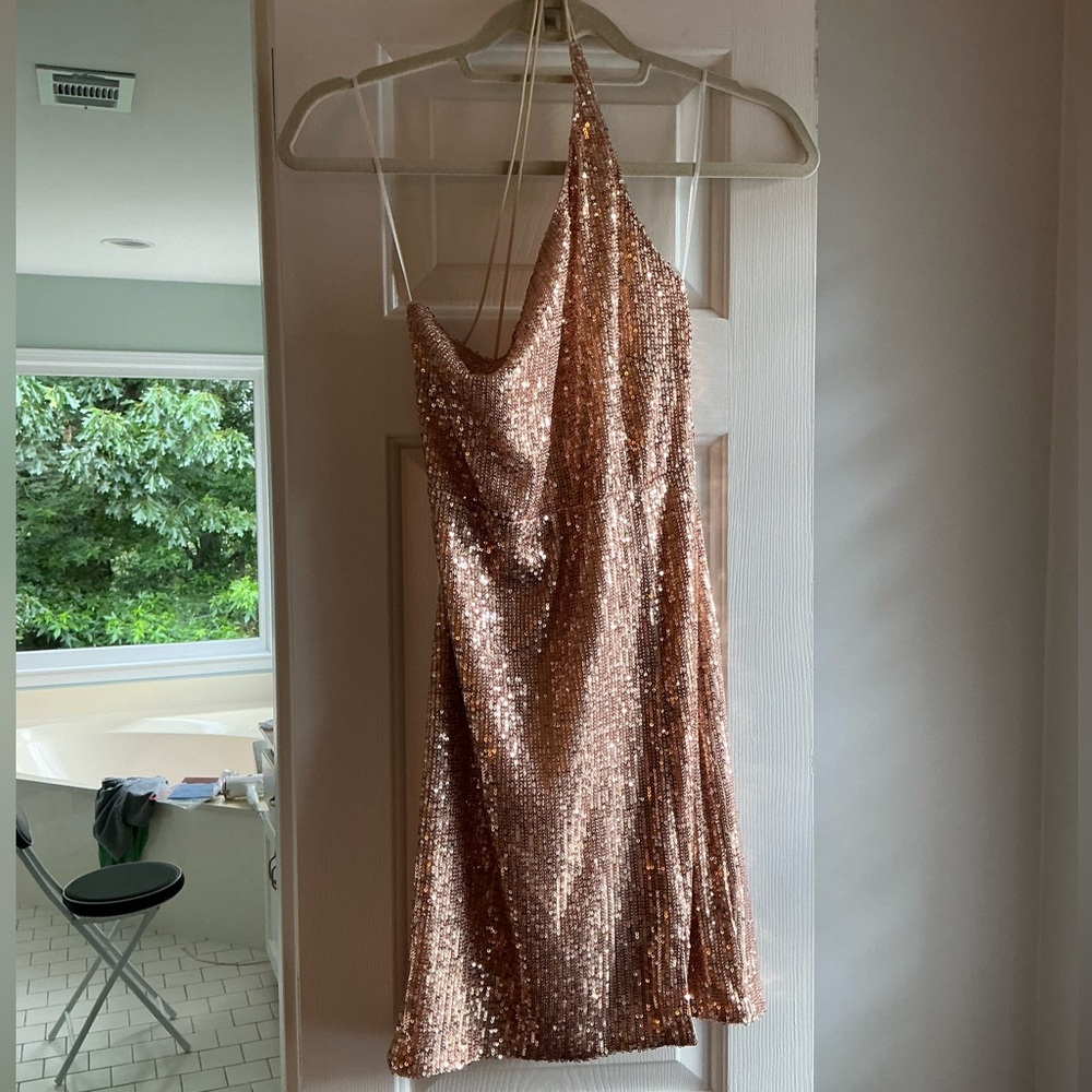 Hello Molly Sequin One Shoulder Dress
